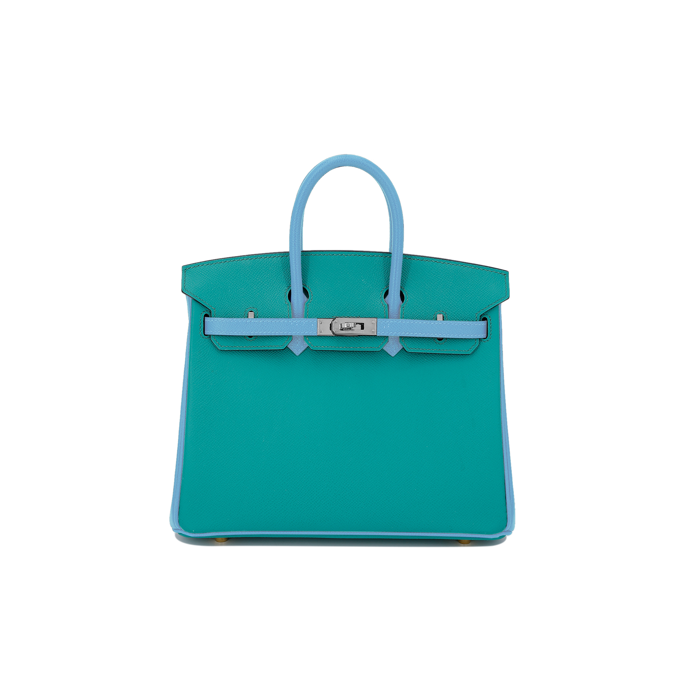 HERMES BIRKIN 30 EPSOM PEACOCK GREEN AND DENIM BLUE WITH SILVER BUCKLE BAG H028369CK74 (30*23*15cm)